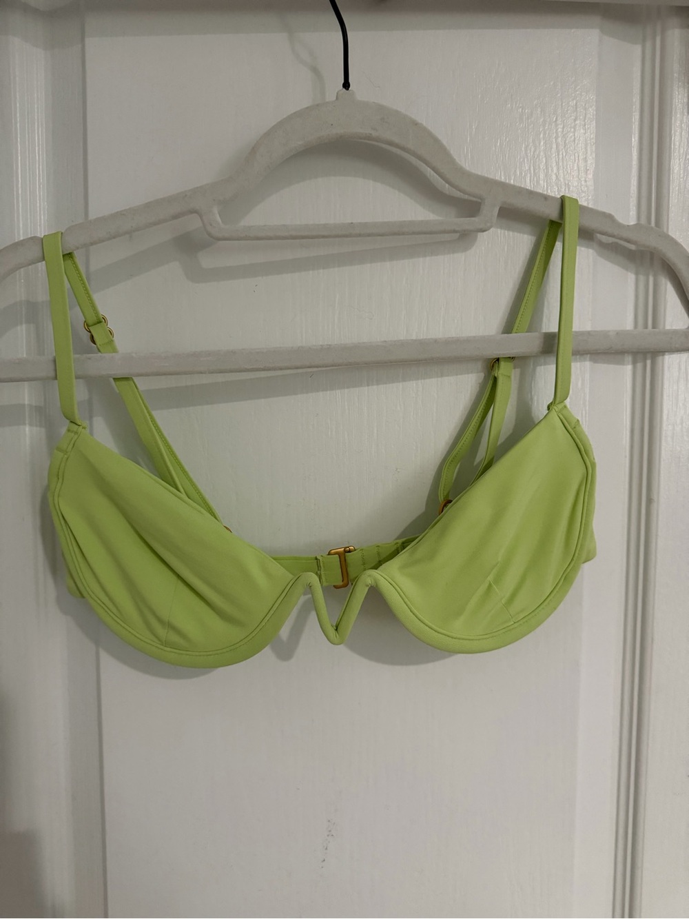 l*space Lime Green Underwire Bikini Top with Gold Clasp